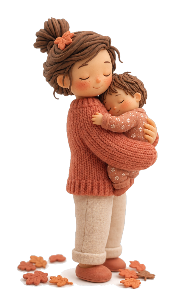 Miniature figure of a mother holding her sleeping child